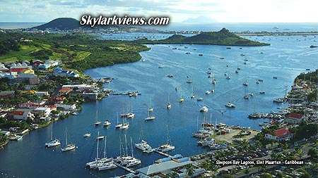 lagoon view above many sailboats